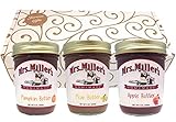 Favorite FRUIT BUTTERS Gift Assortment Box - 3 Jar Sampler, Variety Pack of Apple, Pumpkin and Pear Butter (9 oz full-sized jars) by Mrs. Miller's in a Gold Scroll Gift Box by Jarosa Gifts