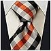 Scott Allan Collection Orange Black Tie for Men | Gingham Plaid Orange Necktie | Ties for Men Orange Black Plaid Stripe Necktie's