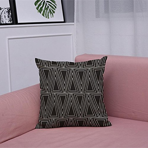 Woaills Throw Pillow Cases, Vintage Black White Simple Square Pillowcase Cushion Covers with Hidden Zipper (ColorD)
