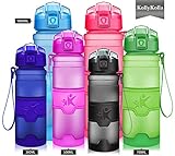 KollyKolla Vacuum Insulated Water Bottle Metal Water Bottles with Straw & Filter Hot & Cold Drinks Bottle Stainless Steel Thermoflask Leakproof Kids Sports Bottle 350ml/500ml/600ml/750ml