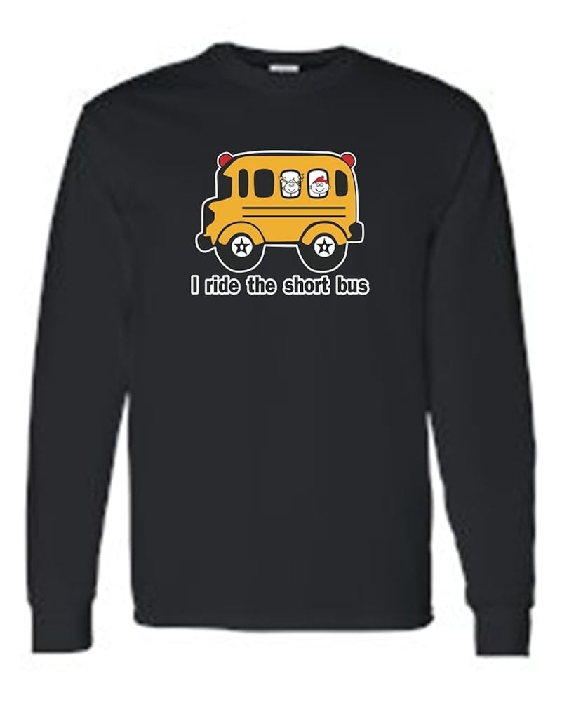 S Unisex Funny I Ride The Short Bus T Shirt Black Kitilan