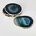 Set of 4 24k Gold Gilt-Edged Blue Agate Coasters