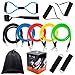 Exercise Bands Resistance Set,Workout Bands - 5Pcs Stackable Latex Resistance Bands with Door Anchor, Handles and Ankle Straps and Carrying Case - For Resistance Training,Home Workouts,Yoga (12pieces)