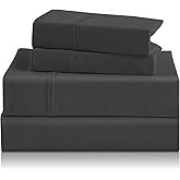 CozySmile King Sheet Set - Luxury 4 Piece Soft Microfiber Breathable Cooling Bed Sheet & Pillowcase King Bed Sheets, 16" Deep Pocket Wrinkle Free Easy Care Bedding Sheets, Dark Gray