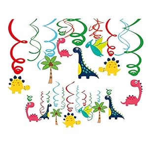 Sayala 30 Piecs Dinosaurio Decoraciones Colgantes,Dinosaurio Colgante Remolino Techo Pasillo Ventana Serpentinas Decoración Fiesta Suministros