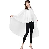 BEAUTELICATE High Low Shawl Chiffon Capelets Wedding Bridal Cape Sheer Overlay Poncho Stole For Women