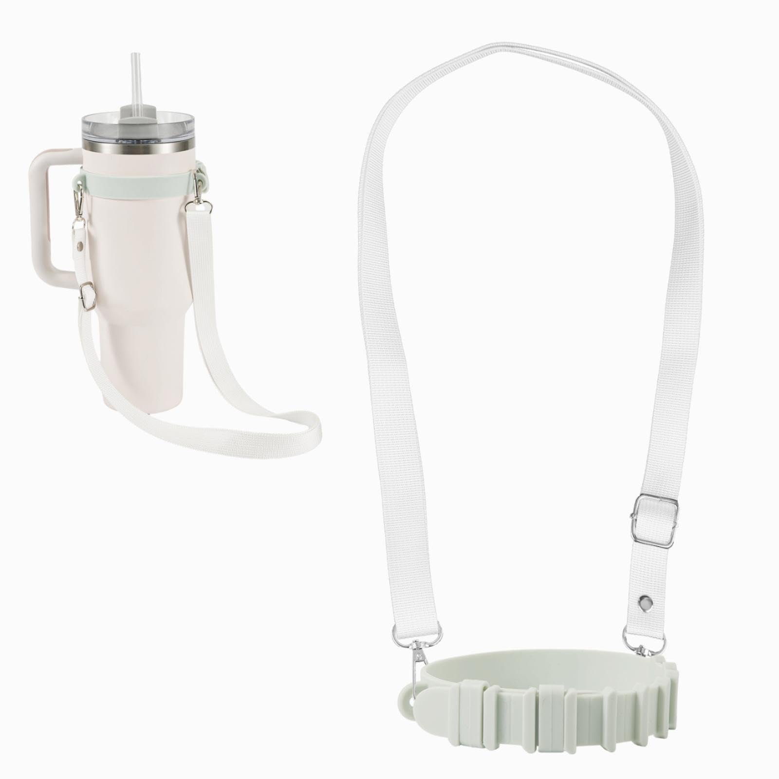 PEUTIER Water Bottle Handle Strap, Silicone Adjustable Water Bottle Strap Carrier Water Bottle Cup Sling Water Bottle Holder Accessories for Stanley, for Traveling Hiking Camping