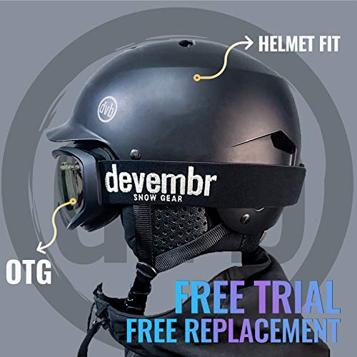 devembr OTG Ski Goggles Clear, Snowboard Goggles Anti-Fog,100% UV Protection,Anti-Slip Strap,Helmet Compatible Snow Goggles for Men & Women,Skiing Snowmobile Skating,Black Frame,Orange Lens (VLT 33%)