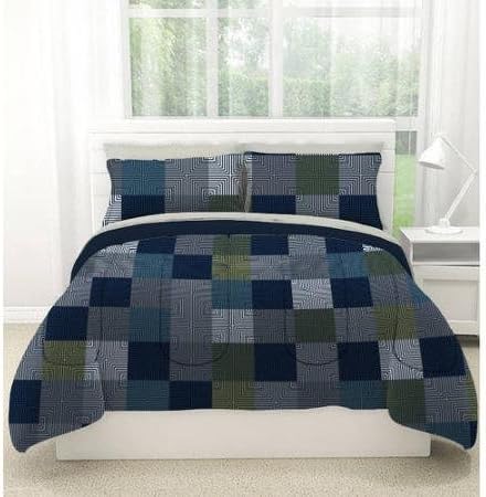 American Original Geo Blocks Bed in a Bag Bedding Comforter Set Size: Full (BLUE)