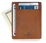 SERMAN BRANDS - Credit Card Holder RFID Blocking Leather Slim Wallet, Minimalist Front Pocket Wallets For Men Made From Full Grain Leather (California Desert 1)