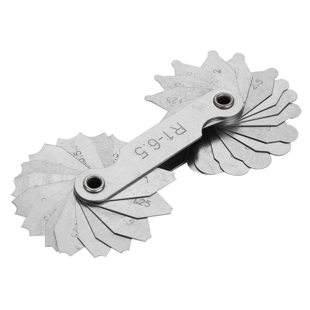 DEWIN Radius Fillet Gauge, Clear Marking and Rust Protection, Stainless Steel External Internal Concave Convex Measuring Tool for Die Makers Check(R1-6.5MM)