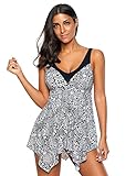 Blossil Women's Floral Tankini Set V Neck Handkerchief Two Piece Swimsuit