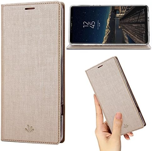 Samsung Galaxy Note 8 Case,PU Leather Wallet Slim Thin Case Flip Folio [Kickstand Feature] with ID&amp;Credit Card Holder TPU Bumper Full Cover Case for Galaxy Note 8 (Gold)