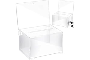 FYHJTRT Locking Acrylic Donation and Voting Box，Transparent Security Box with Slot for Events, Church, Charity, Feedback and 