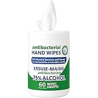 Disinfecting Alcohol Hand Wipes - 60 Wipes - 75% Alcohol - Clean & Sanitize Surfaces & Skin - Safe for Skin - Quick-Drying & 