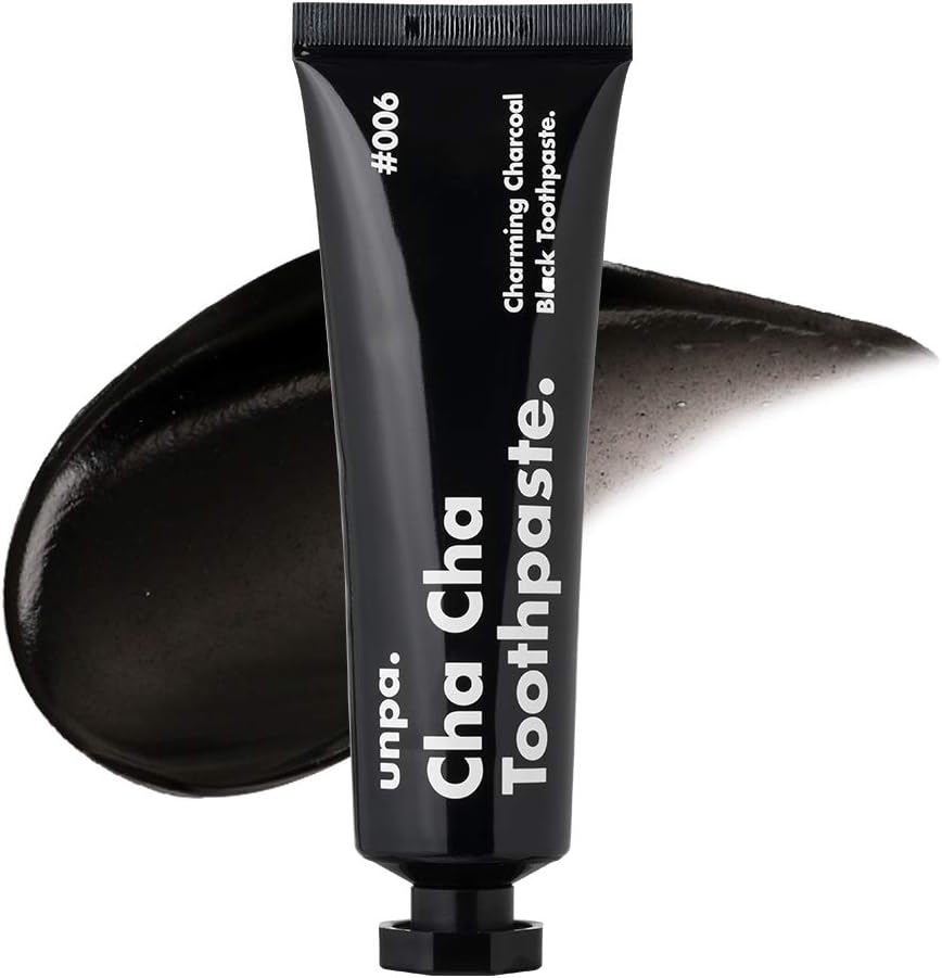 UNPA Cha Cha Toothpaste: All-Natural Black Activated Charcoal Toothpaste FDA Approved SLS-free Plastic-Free Paraben-Free Fragrance-Free, Removing Bad breath Teeth Whitening Organic Powder from Korea