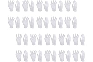 ULTECHNOVO Breathable Cotton Gloves 16 Pairs Elastic Jewelry Mitts Washable for Eczema and Dry Hands Care in