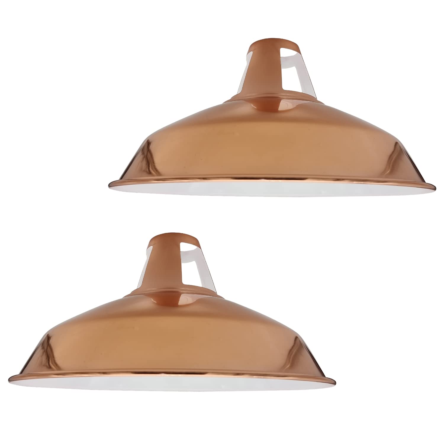 DC VOLTAGE Retro Modern Metal Lamp Shades Ceiling Light Shades, Easy Fit Lampshades, for Vintage Industrial Pendant Lights Bedroom, Kitchen, Bathroom Antique Shade (Rose Gold Barn - 2 Pack)
