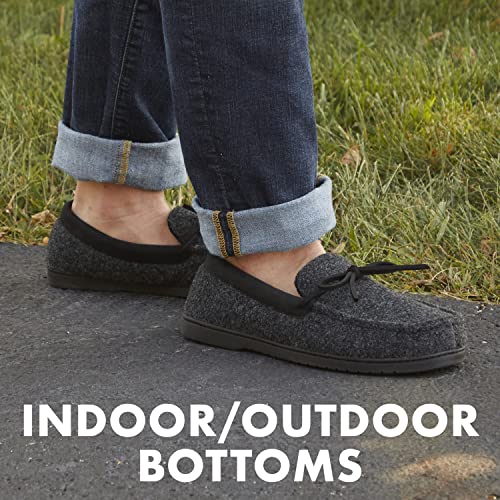 Dearfoams Men's Keaton Memory Foam Moccasin with Wide Widths Slipper