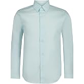 Calvin Klein Boys' Long Sleeve Slim Fit Dress Shirt, Button-Down Style with Cuffs &amp; Shirttail Hem