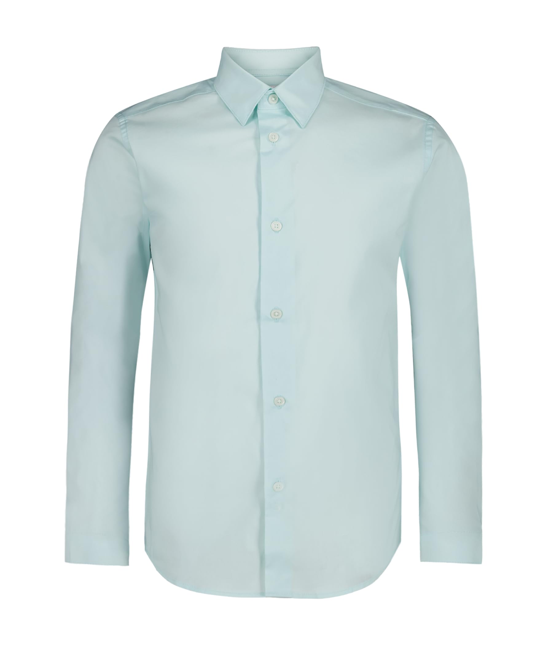 Calvin Klein Boys' Long Sleeve Slim Fit Dress Shirt, Button-Down Style with Cuffs & Shirttail Hem, Aqua, 16 Image