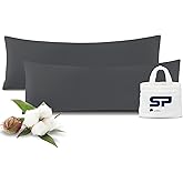Body Pillowcases 20x60 Inches - Dark Grey, with Zipper Closure, 100% Egyption Cotton, for Pregnant Women Long Pillow Cover (1 Piece)