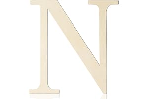 LONGAN CRAFT Large Wooden Letters 12 Inch Paintable Wood Letter N for Wall Decor, 1/5 Inch Thick Wooden Alphabet Letters Cutouts for DIY Crafts Project Unfinished Wood Birthday Wedding Party Home Decoration