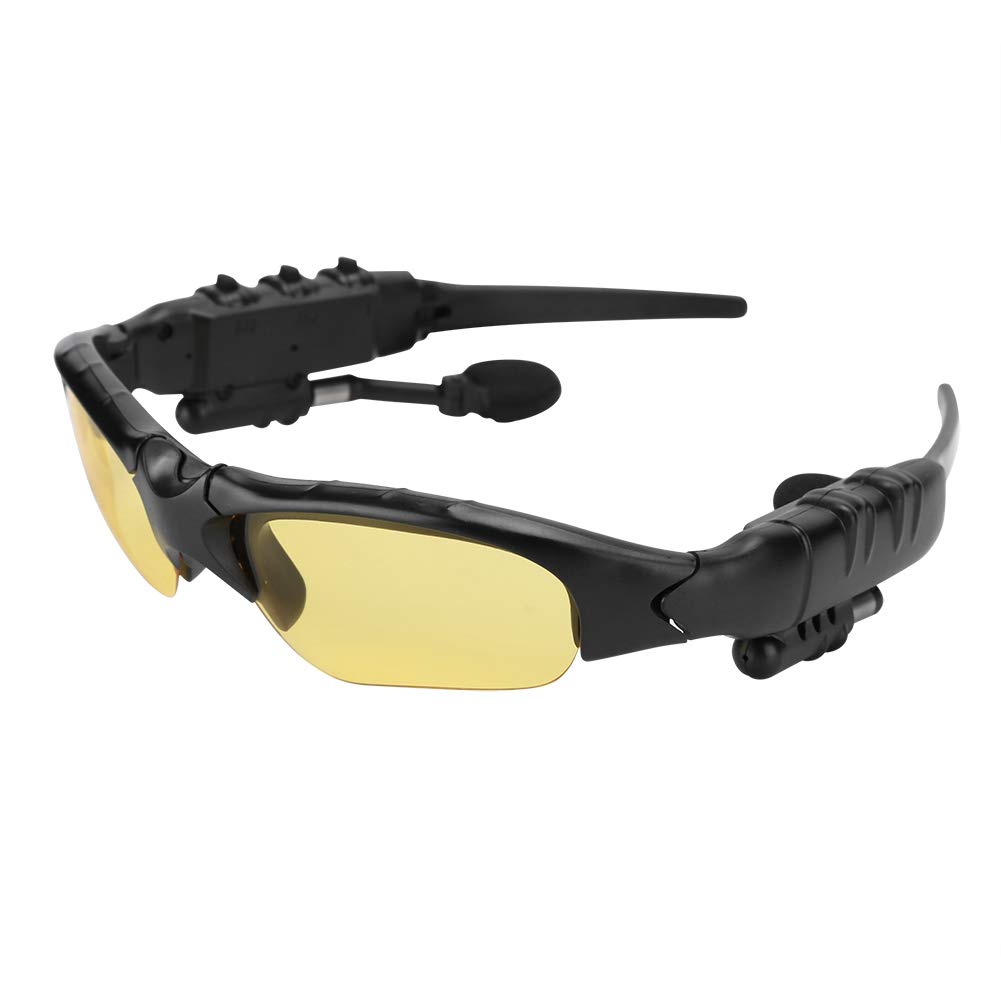 Goshyda Bluetooth Sunglasses Headsets, Wireless Audio MP3 Stereo Sound Playing Music Earphones, Hands free Calling Smart Glasses for Outdoor Cycling(Yellow)