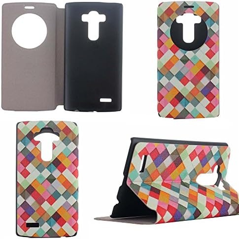 LG G4 Case,LG G4 Quick Circle Case,GOODTONY [Touch Series][Magnetic Closure][Kickstand] Smart Window View Flip Cover Back Folio Case with Wake up/Sleep Function for LG G4 (smile) (bright)