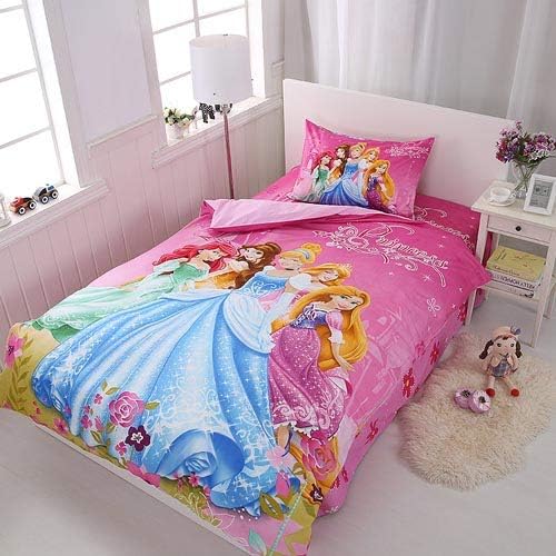 Olwen Shop Bedding Sets - Disney Cartoon Princess Kids Girls Bedding Set Duvet Cover Bed Sheet Pillow Cases Twin Single Size 3 Pieces Drop Shipping 1 PCs
