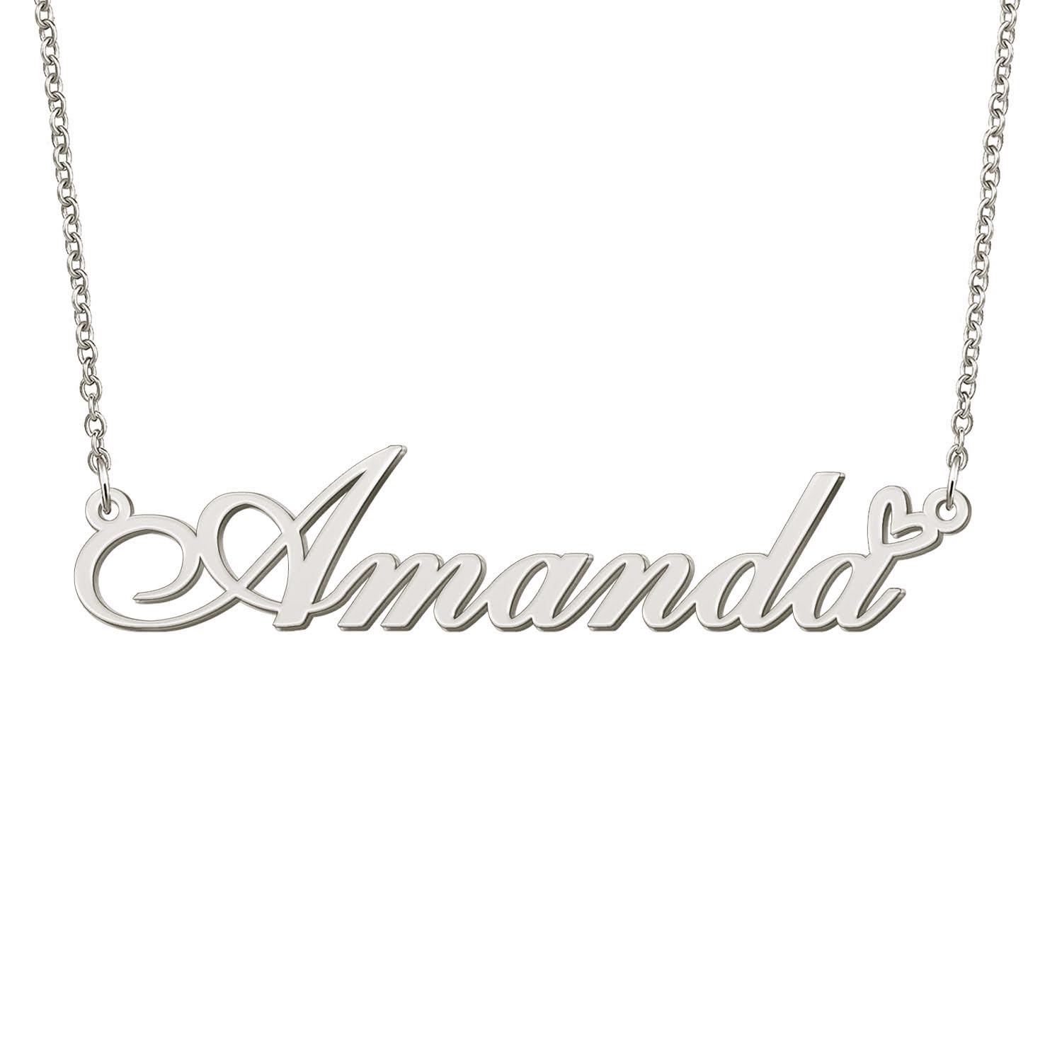 BYBWBL Amanda Name Pendant Necklace Silver Color