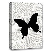 Canvas Wall Art Butterfly On The Newspaper Canvas Prints Home Artwork Decoration for Living Room,Bedroom - 12x18 inches