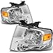 Auto Dynasty Headlights Assembly Compatible with 2007 2008 2009 2010 2011 2012 2013 2014 Ford Expedition, Headlamps Replacement, Driver and Passenger Side, Chrome Housing Clear Corner