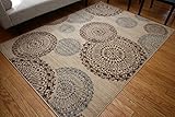 Feraghan/New City feraghan4030beige_2x8 Contemporary Modern Flowers Wool Area Rug, 2' x 7', Brown/Beige