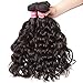 Jolia Hair 8A Grade Brazilian Natural Wave Virgin Hair 3 Bundles, 100% Unprocessed Virgin Brazilian Human Hair Weave Extensions, Natural Black Color, Full Head (12 14 16 inches)