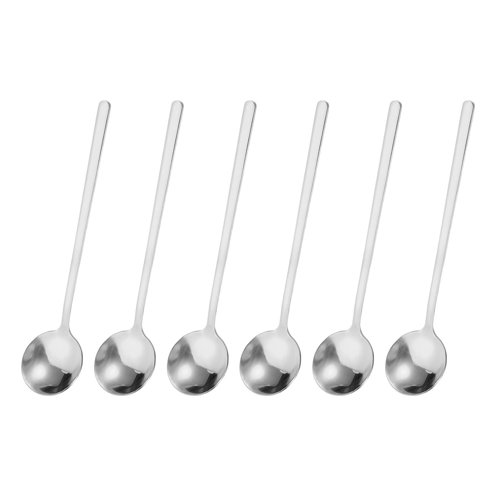 uxcell 6Pcs Stainless Steel Espresso Spoons 5 Inch Mini Coffee Spoon Teaspoon Mini Stirring Spoons for Coffee Dessert Ice Cream Cake, Silver