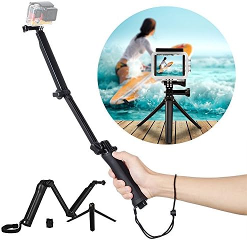 Allstrying Waterproof 3-way Grip Telescopic Pole Tripod Mount Handheld Arm Selfie Stick Tripod for GoPro Hero ,SJCAM ,Xiao Yi Action Camera (Cam Tripod)