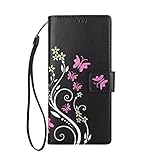 For Samsung Galaxy Note 8 Case,HP95(TM) Fashion Flower Ultra Slim Layered Leather Flip Cover Women Wallet Case for Samsung Galaxy Note 8 (Black)