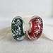 The Kiss Let It Snow Christmas Snowflake Murano Glass Bead for European Charm Bracelet (Red-Green)