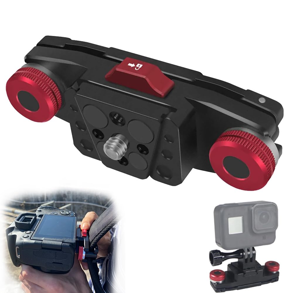 Recall Metal Quick Release Camera Clip Mount with Plate 1/4" Screw System Works With DSLR, Go Pro Action Camera Backpack Rucksack Belt Strap Attachment for Hiking Jogging