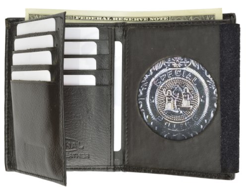Genuine Leather Trifold Wallet for Men with Security Badge Holder by Marshal