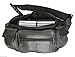 Leatherboss Genuine Leather Jumbo Fanny Pack pouch with side valcro Pockets for men women, Black