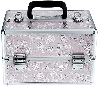 Makeup Train Cases Professional Large Make Up Boxes Artist Organizer Kit Makeup Cases ( US STOCK) (Pink)