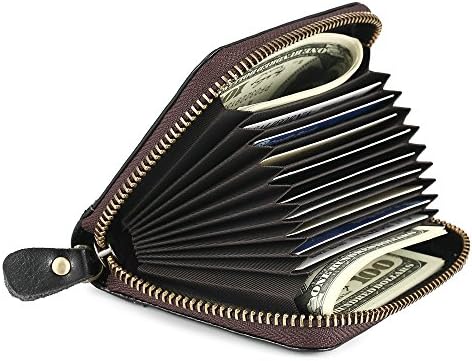 ZLDSO Leather Holder Zipper RFID Credit Card ID Cases Protector Travel Wallet