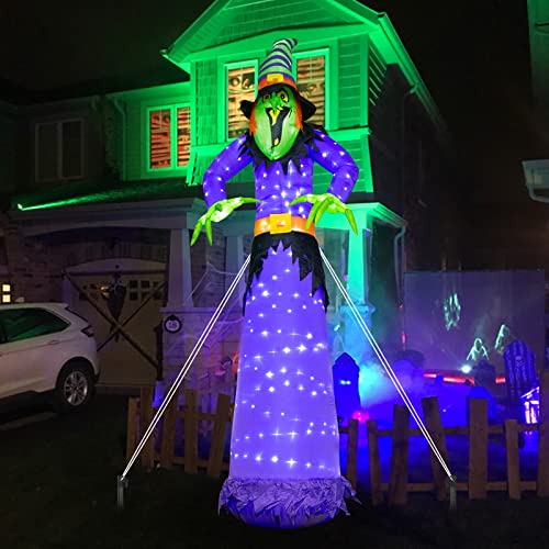 EAMBRITE 10 FT Halloween Inflatable Witch with 248LED Cool White Lights