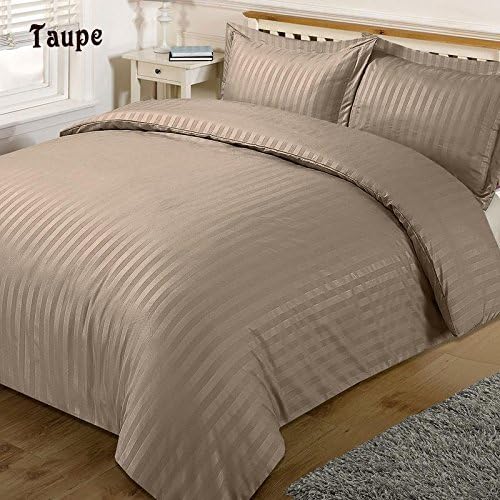 Hypoallergenic 3-Pieces Duvet Cover Set STRIPED Pattern Super King Size " Taupe " , ( 800 TC ) 100% Egyptian Cotton - By Jenylinen