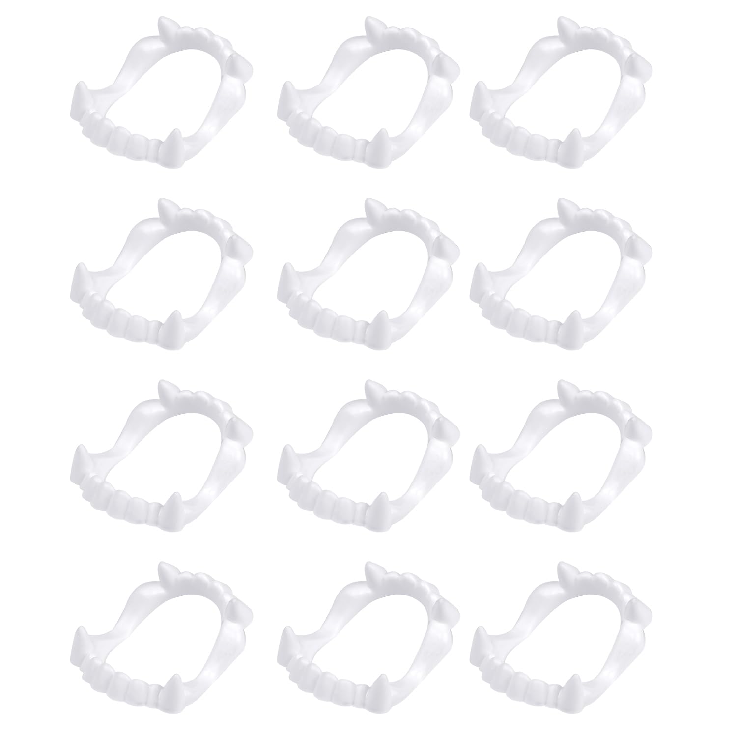 Lezevn 12 Pieces Plastic Vampire Teeth Halloween Teeth Plastic Fake Fangs Halloween Party Cosplay Props