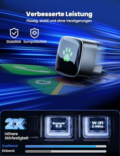 Wireless CarPlay Adapter for Apple 2026 Upgrade, Wired to Wireless CarPlay, USB & Type-C Dual Port, Plug & Play, Mini & Stable, Compatible with iPhone iOS 10+/Android Car, Over 1K+ Car Models from 2016