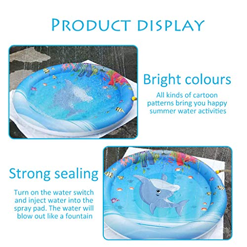 image for Binory Whale Round Inflatable Splash Pad for toddlers,Children's Water