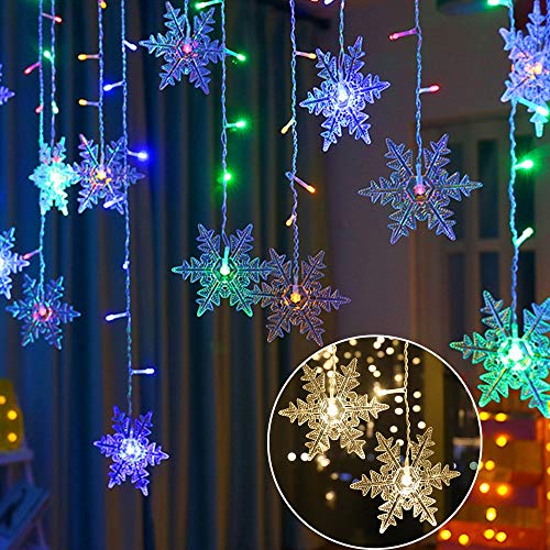 Allamp Outdoor Xmas Sneeuwvlok LED String Lights Flashing Lights Gordijn Licht Waterdichte vakantie Partij Connectable… - Afbeelding 6